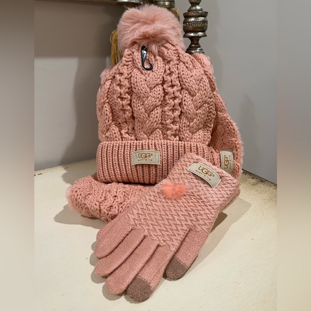 COPY - UGG Pink Hat, Infinity Scarf & Glove Set - Picture 1 of 3